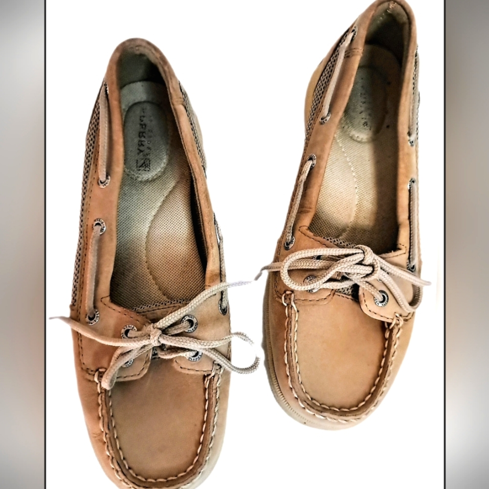 Sperry Top Sider Womens Tan Leather Boat Shoe Moccasin Loafer Flats Size 7